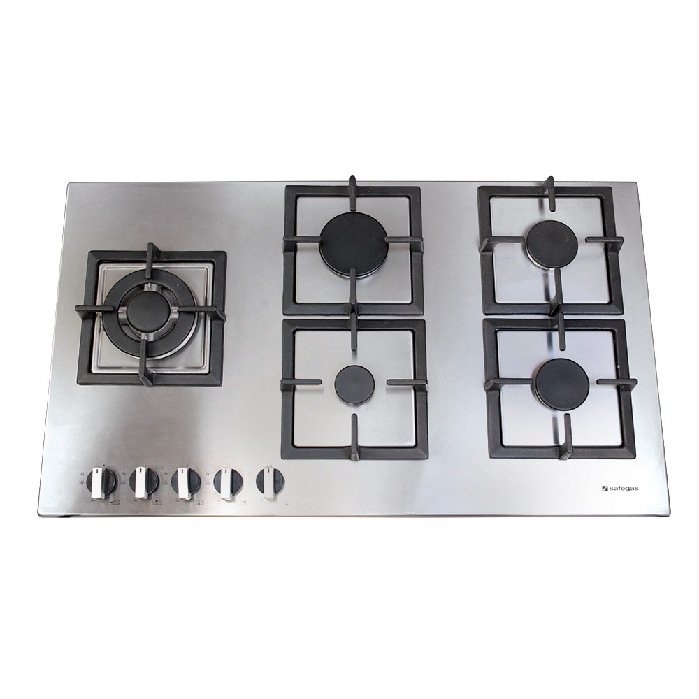 Safegas Hob 5 Burner Stainless Steel - 855mm x 490mm